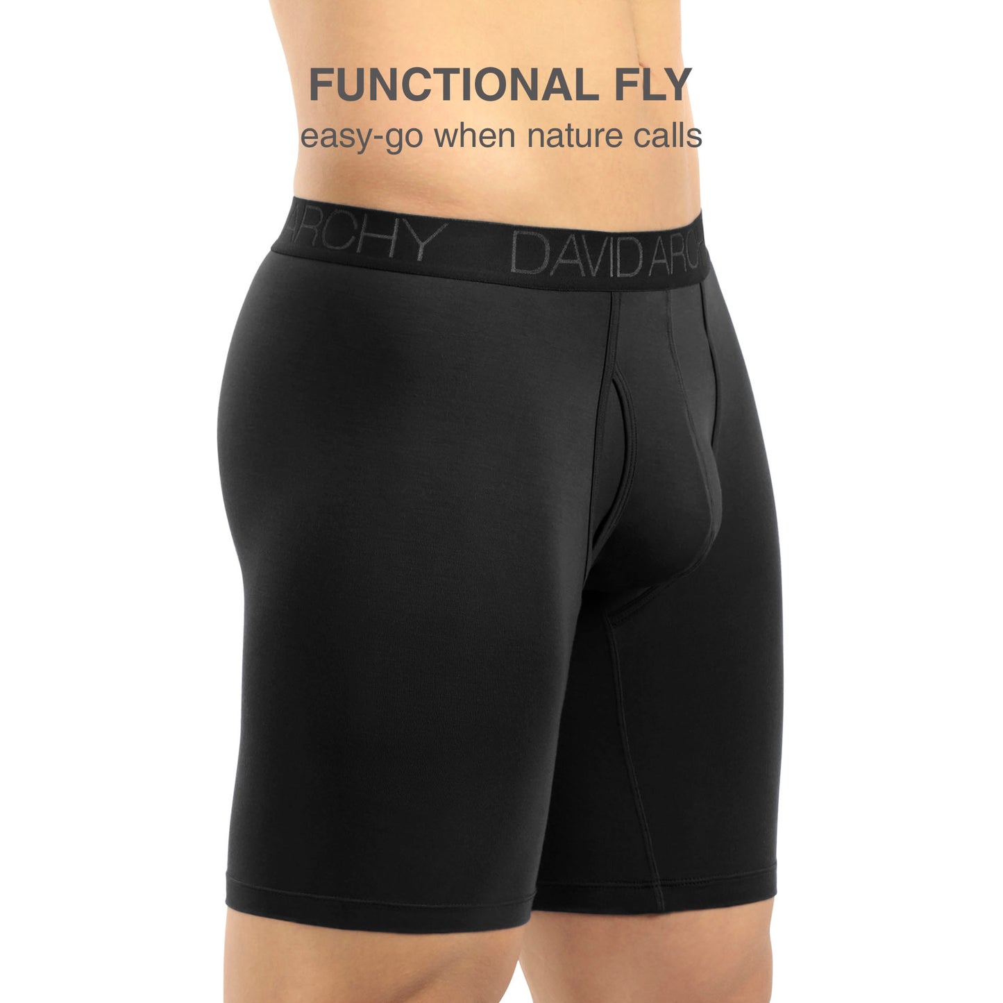 4 Pack Men's Breathable Bamboo Rayon Boxer Briefs with Fly