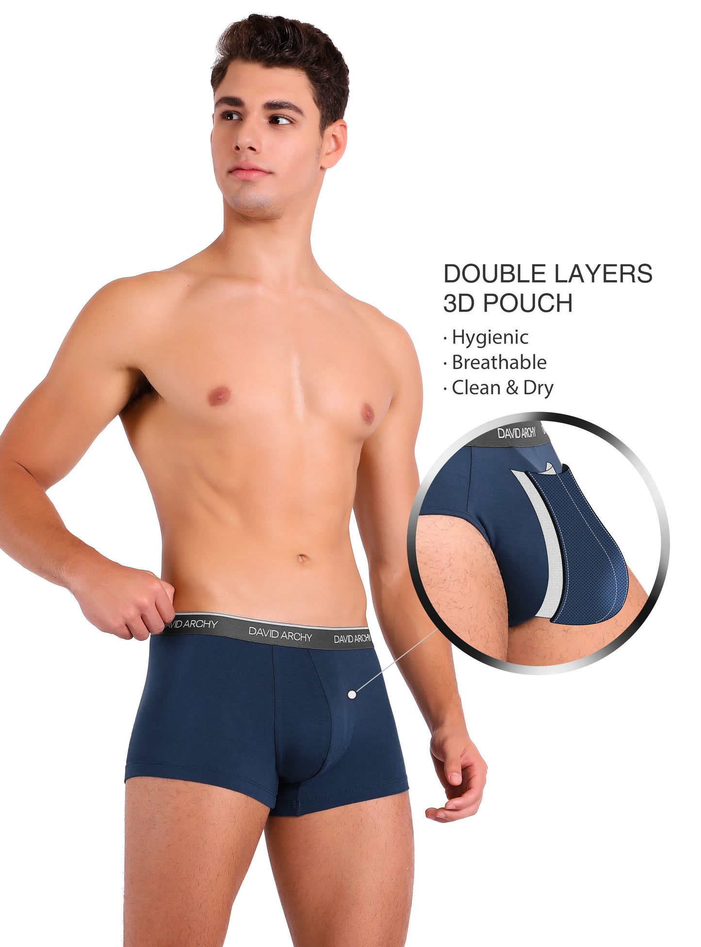 4 Pack Men's Bamboo Rayon Trunks – No Fly Underwear with Pouch