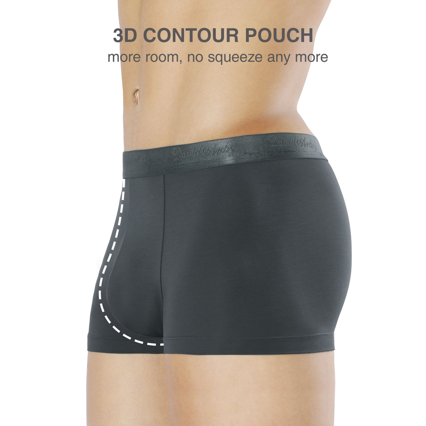 Men's Long Micro Modal Trunks – Ultra Soft Support Pouch Boxer Briefs, 3 Pack