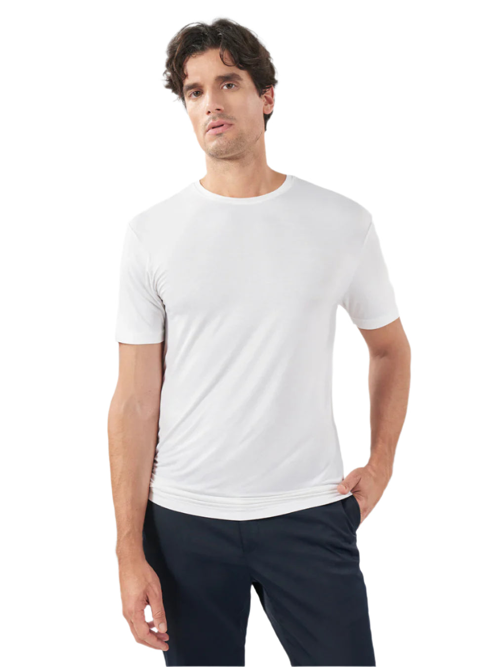 Men's Bamboo Rayon Crewneck Tees, Moisture-Wicking, Stretchy Undershirts – 5 Pack
