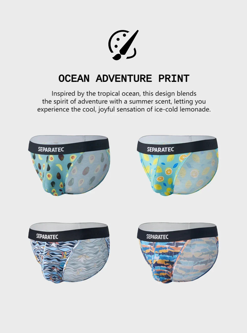 Tropical Shark/Lemon Printed Bamboo Rayon Bikinis 3 Pack