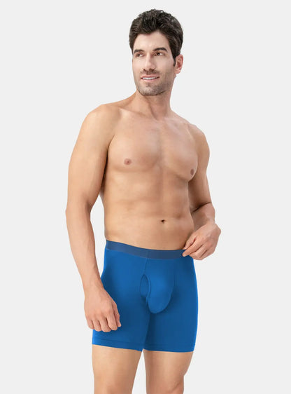 Men’s Seamless Boxer Briefs – Soft Bamboo Underwear with Fly (4-Pack)