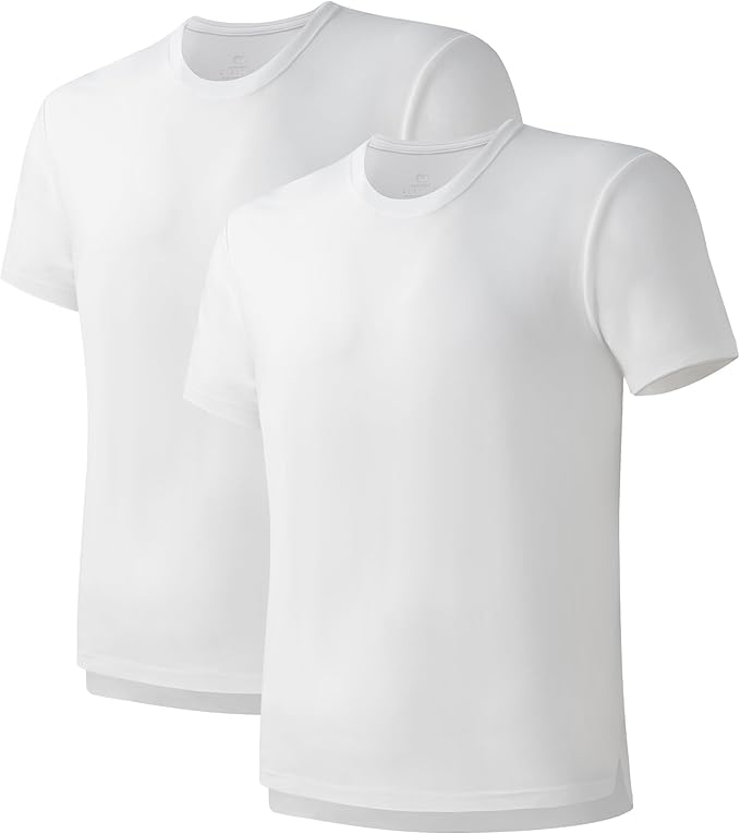 2-Pack Men’s Heavyweight Crewneck T-Shirts, Cotton Casual Tees with Side Slit