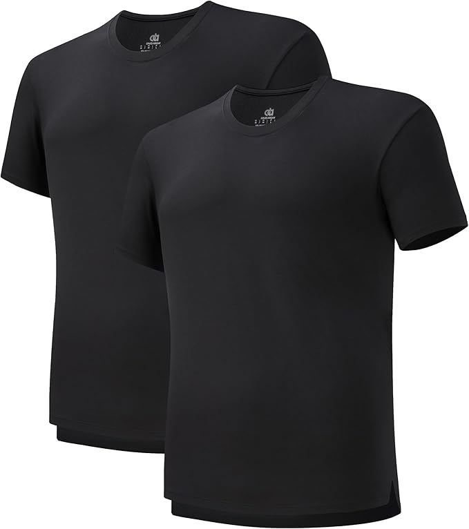 2-Pack Men’s Heavyweight Crewneck T-Shirts, Cotton Casual Tees with Side Slit