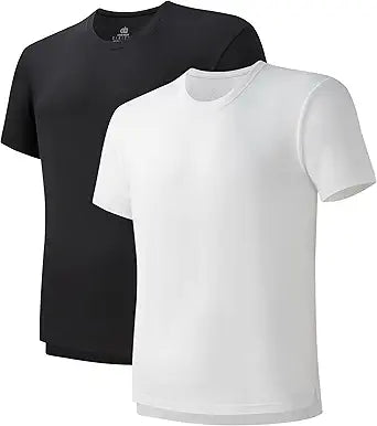 2-Pack Men’s Heavyweight Crewneck T-Shirts, Cotton Casual Tees with Side Slit