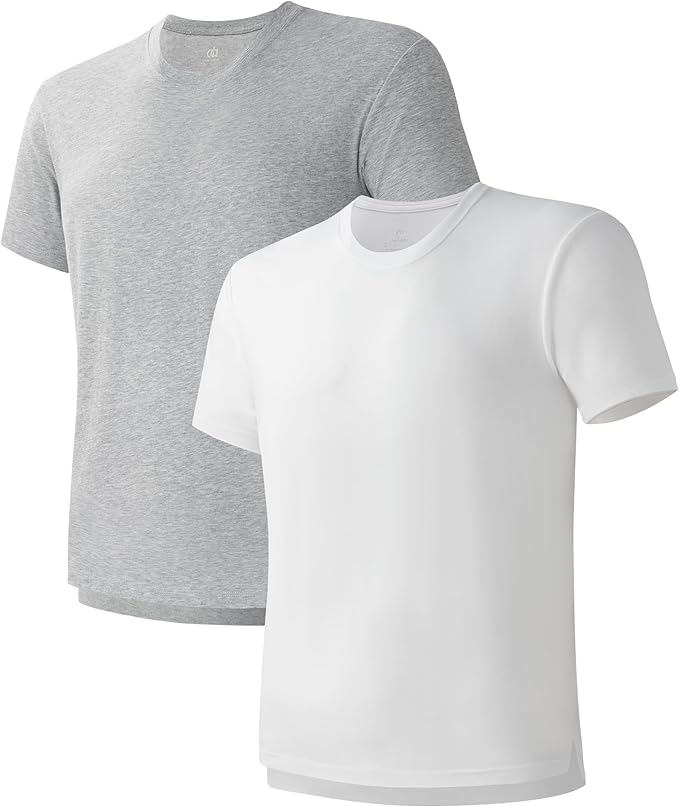 2-Pack Men’s Heavyweight Crewneck T-Shirts, Cotton Casual Tees with Side Slit