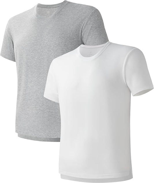 2-Pack Men’s Heavyweight Crewneck T-Shirts, Cotton Casual Tees with Side Slit