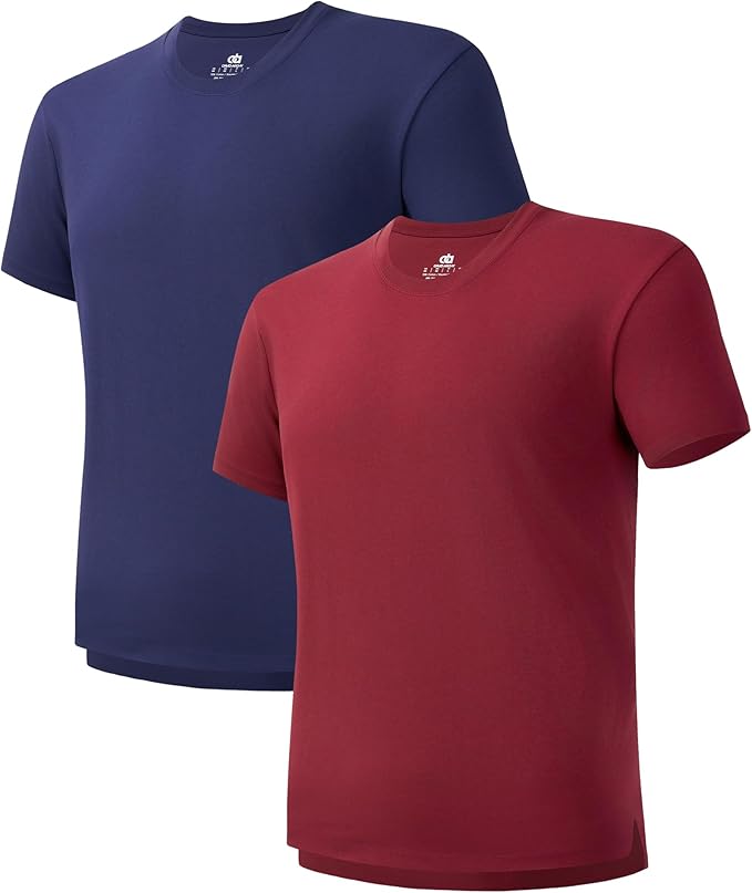 2-Pack Men’s Heavyweight Crewneck T-Shirts, Cotton Casual Tees with Side Slit