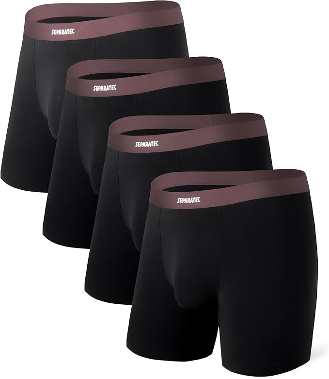 4-Pack Men’s Bamboo Rayon Boxer Briefs, Soft Breathable Underwear with Seamless Waistband