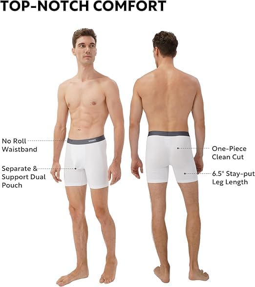 3-Pack Men's Bamboo Rayon Dual-Pouch Boxer Briefs