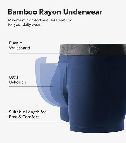 7-Pack Men’s Bamboo Rayon Trunks, Soft Breathable No-Fly Underwear with Pouch