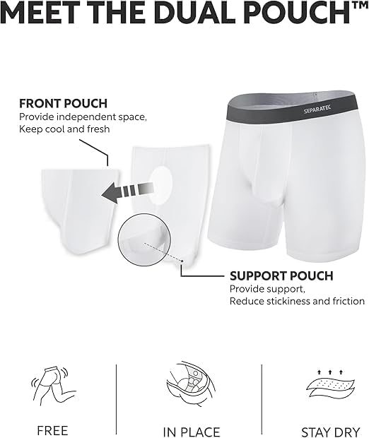 3-Pack Men's Bamboo Rayon Dual-Pouch Boxer Briefs