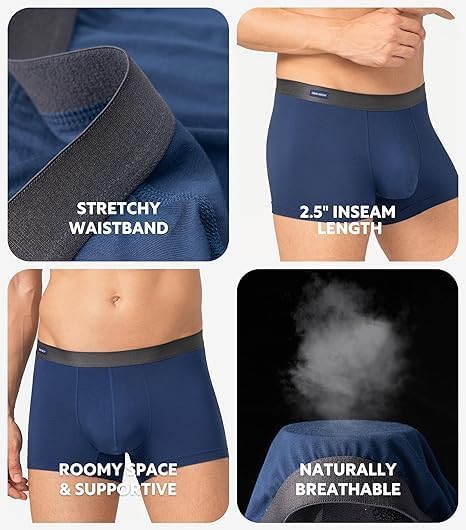 7-Pack Men’s Bamboo Rayon Trunks, Soft Breathable No-Fly Underwear with Pouch
