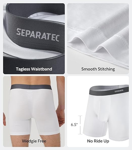 3-Pack Men's Bamboo Rayon Dual-Pouch Boxer Briefs