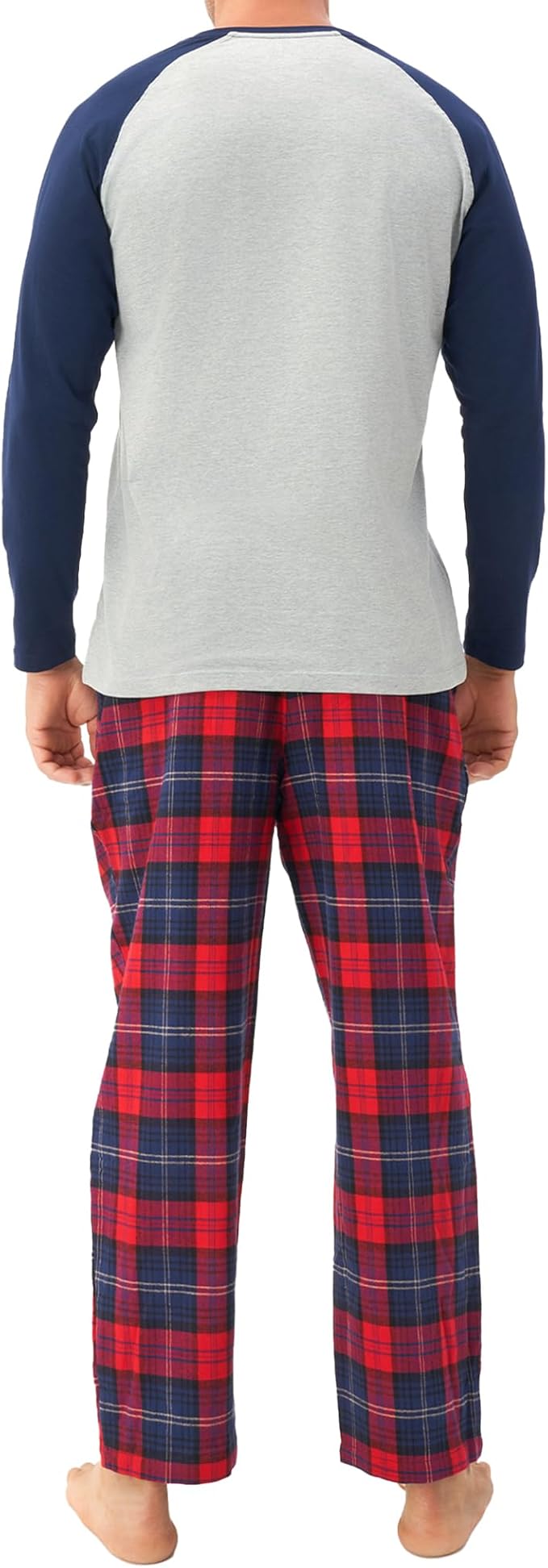 Men’s Lightweight Long Sleeve Pajama Set, Soft Sleepwear Lounge Set with Pockets