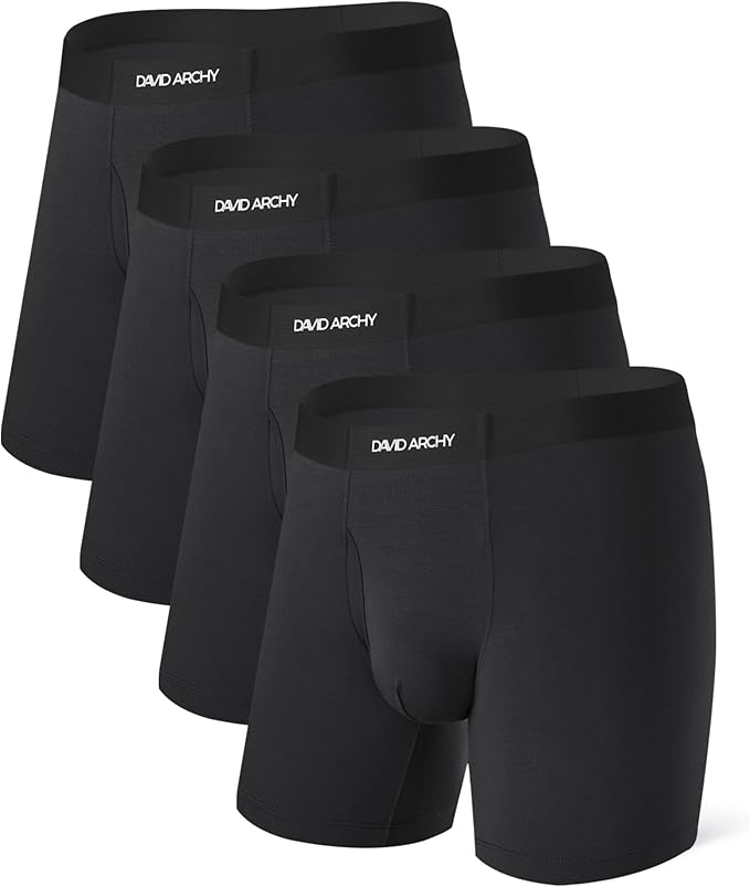 Men’s Seamless Boxer Briefs – Soft Bamboo Underwear with Fly (4-Pack)