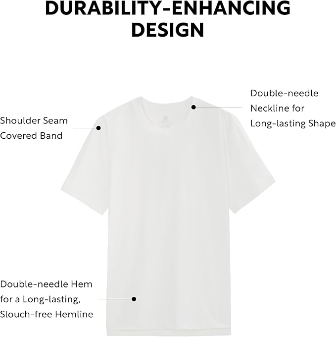 2-Pack Men’s Heavyweight Crewneck T-Shirts, Cotton Casual Tees with Side Slit
