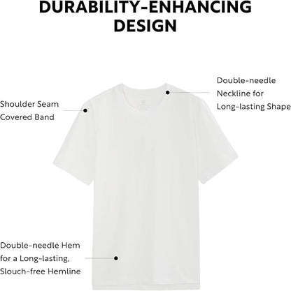 2-Pack Men’s Heavyweight Crewneck T-Shirts, Cotton Casual Tees with Side Slit