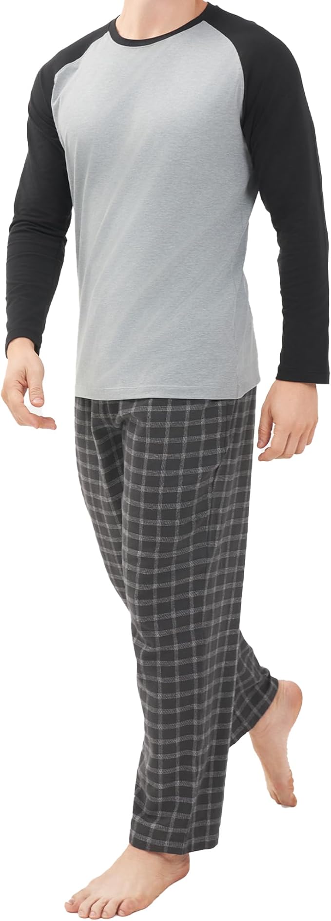 Men’s Lightweight Long Sleeve Pajama Set, Soft Sleepwear Lounge Set with Pockets