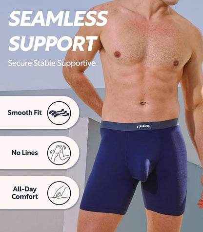 4-Pack Men’s Bamboo Rayon Boxer Briefs, Soft Breathable Underwear with Seamless Waistband