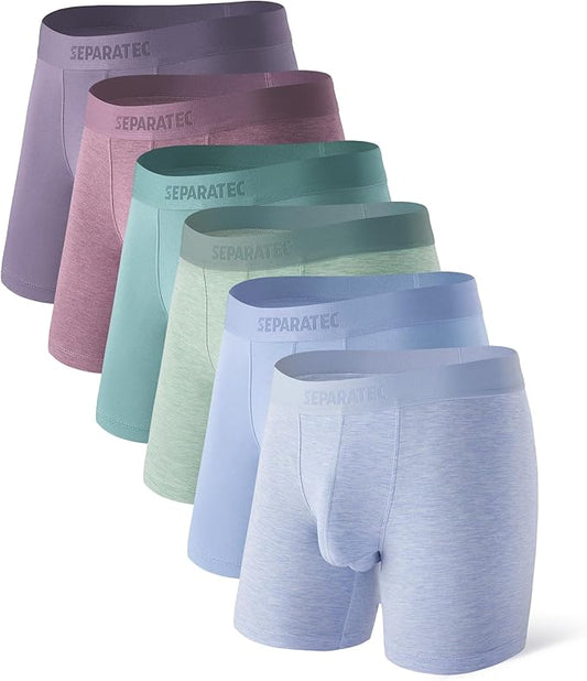 Set of Separatec men's underwear in various colors on a white background
