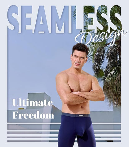 4-Pack Men’s Bamboo Rayon Boxer Briefs, Soft Breathable Underwear with Seamless Waistband