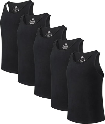 5 Pack Men's Moisture-Wicking Bamboo Rayon Tank Tops