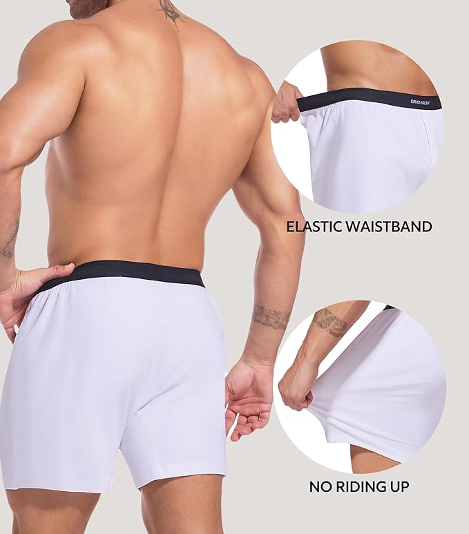 5-Pack Men’s Combed Cotton Knit Boxers, Soft Breathable Boxer Shorts with Button Fly