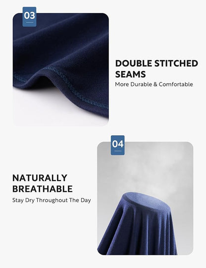 Text on durability and breathability of fabric with images of double-stitched seams and a breathable material.