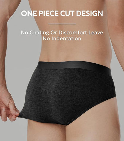 4-Pack Men’s Bamboo Rayon Briefs, Soft Breathable No-Fly Underwear with Seamless Waistband
