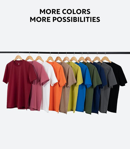 2-Pack Men’s Heavyweight Crewneck T-Shirts, Cotton Casual Tees with Side Slit