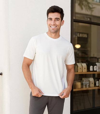 2-Pack Men’s Heavyweight Crewneck T-Shirts, Cotton Casual Tees with Side Slit