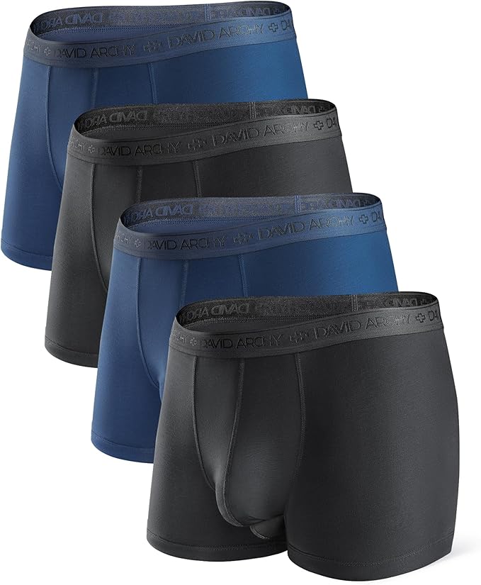 Micro Modal Men's Dual Pouch Trunks – Supportive Boxer Briefs, 4 Pack