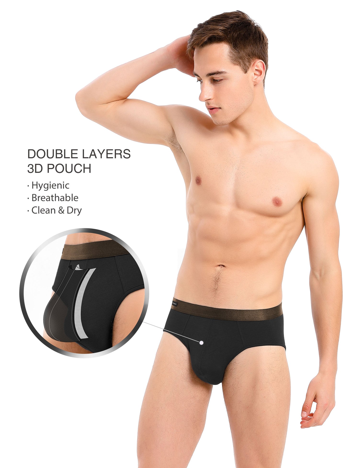 4-Pack Men’s Bamboo Rayon Briefs, Moisture-Wicking Soft Underwear with Support Pouch