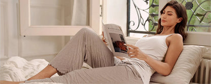 Women’s Bamboo Rayon Pajama Pants, Cooling Wide-Leg Lounge Sleep Bottoms with Pockets