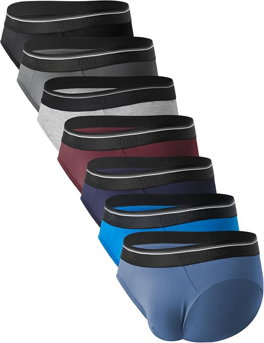 Set of men's underwear in various colors on a white background