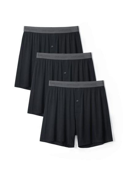 3 Pack Men's Bamboo Rayon Boxers – Breathable, Cool Shorts with Button Fly