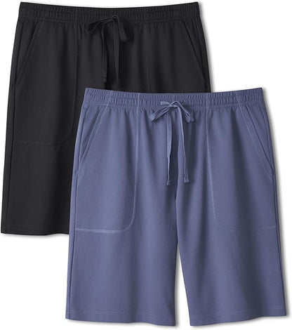 2-Pack Men’s Quick-Dry Pajama Shorts, Lightweight Breathable Lounge Sleep Bottoms with Pockets