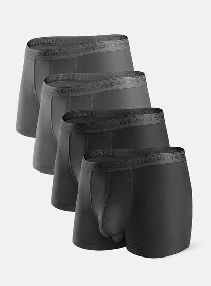 Micro Modal Men's Dual Pouch Trunks – Supportive Boxer Briefs, 4 Pack