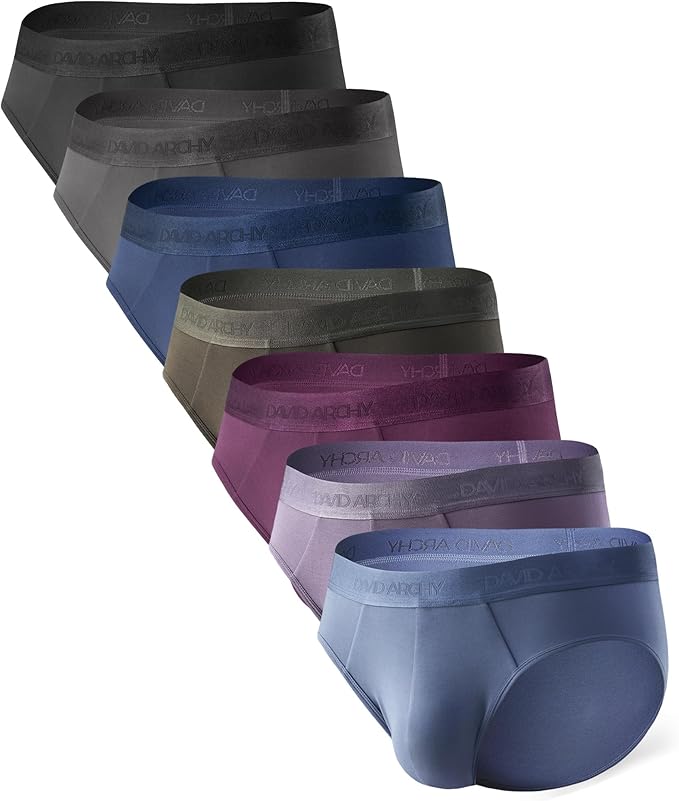 7-Pack Men’s Modal Briefs, Soft Comfort No-Fly Underwear with Support Pouch