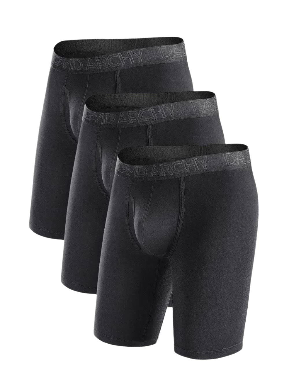 Men's Extra Long Bamboo Rayon Boxer Briefs – Ultra Soft 3D Pouch, 3 Pack