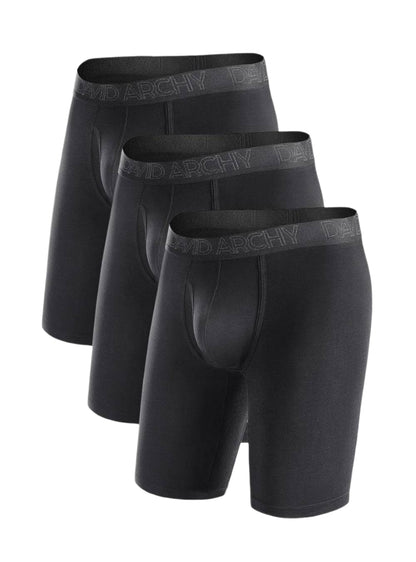 Men's Extra Long Bamboo Rayon Boxer Briefs – Ultra Soft 3D Pouch, 3 Pack