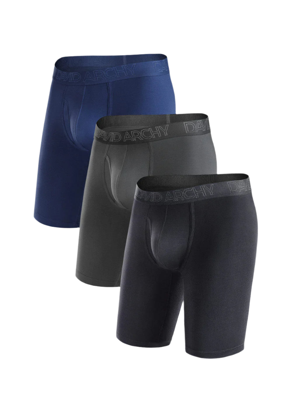 Men's Extra Long Bamboo Rayon Boxer Briefs – Ultra Soft 3D Pouch, 3 Pack
