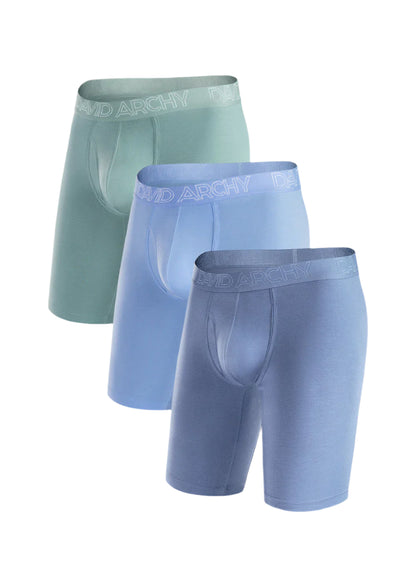 Men's Extra Long Bamboo Rayon Boxer Briefs – Ultra Soft 3D Pouch, 3 Pack