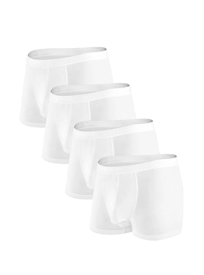 Set of white men's underwear with a minimalist design on a white background