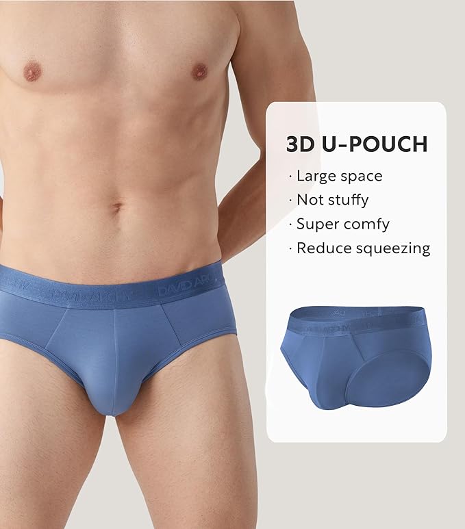 7-Pack Men’s Modal Briefs, Soft Comfort No-Fly Underwear with Support Pouch