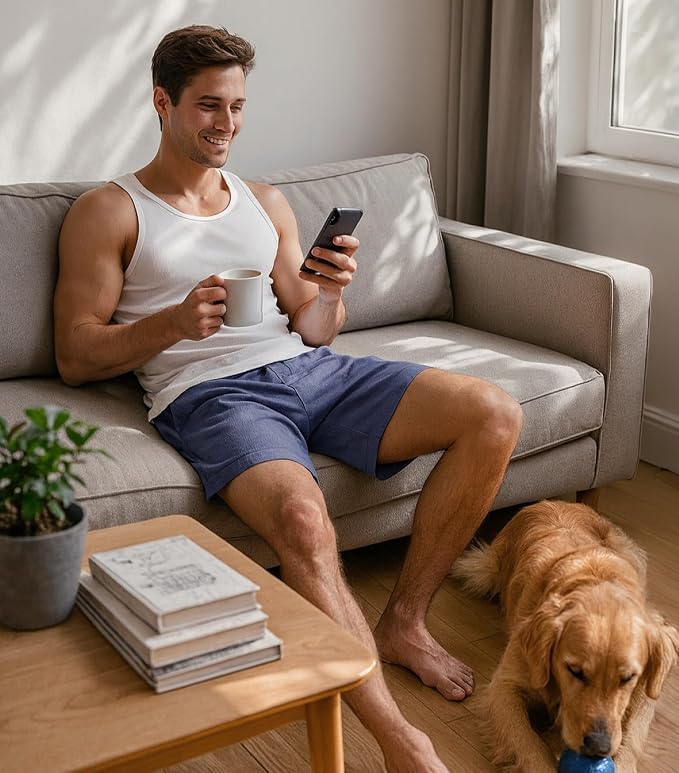 2-Pack Men’s Quick-Dry Pajama Shorts, Lightweight Breathable Lounge Sleep Bottoms with Pockets
