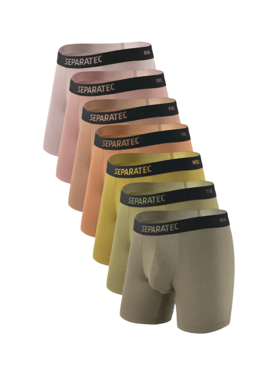 Men's Bamboo Rayon Dual Pouch Boxer Briefs, 7 Pack Olive Gradient