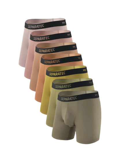 Men's Bamboo Rayon Dual Pouch Boxer Briefs, 7 Pack Olive Gradient