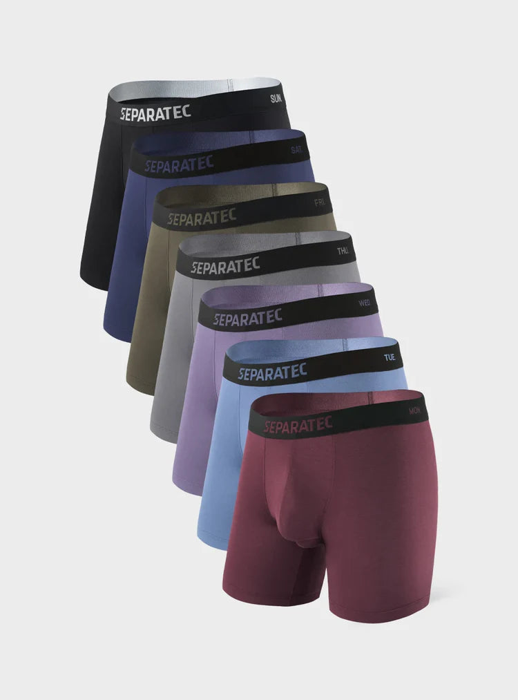 Men's Silk Touch Bamboo Rayon Dual Puch Boxer Briefs, 7 Pack